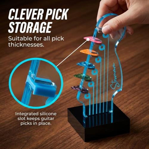 Light Up Guitar Pick Holder – 7-Color Changing LED Pick Storage Display & Night Light – USB Powered Novelty Room Decor, Holds 6 Picks – Cool Guitar Gift for Men, Musicians & Guitarists