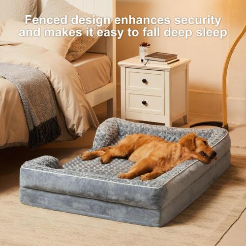 WNPETHOME Dog Beds for Large Sized Dogs, Washable Orthopedic Dog Couch Sofa Bed with Waterproof Lining & Non-Skid Bottom for Pet Sleeping