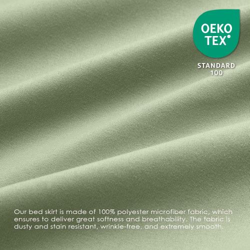 FreshCulture King Bed Skirt, Dust Ruffle for King Size Bed, Easy Fit with 15-Inch Tailored Drop, Elastic Wrap Around Bed Skirt King Size, Hotel Quality Bed Skirts for Adjustable Bed (Sage Green)