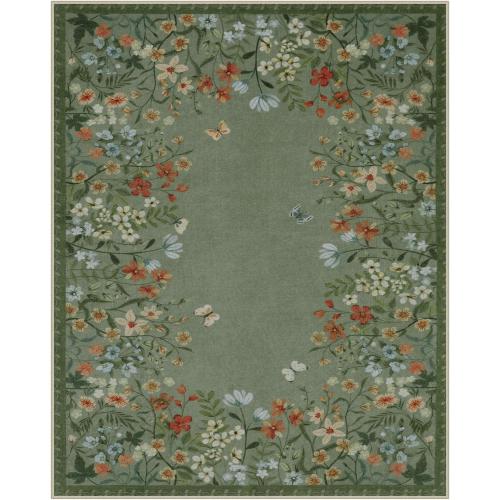 Wonnitar Washable 8x10 Living Room Area Rug, Large Green Floral Rugs for Bedroom, Non-Slip Soft Botanical Area Rug Throw Carpet for Dining Guest Room Playroom (Green,8'x10')
