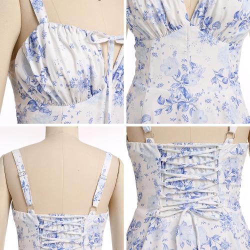 Women's Floral Corset Dress Formal Cocktail Dresses Going Out Casual Sundress Split Thigh Spaghetti Strap Vintage Dress