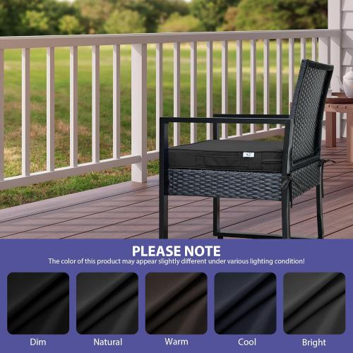 Outdoor Chair Cushions Set of 4,Waterproof Outdoor Seat Cushions for Patio Furniture,Patio Chair Cushion with Handle and Ties, Square Out Door Chair Pads,19 x 19 x 3, Black
