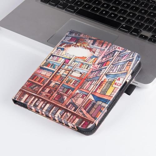 Stand Case for Kobo Libra Colour/Libra 2/Libra H2O, Bookstore | PU Leather Sleeve Cover,Built-in Hand Straps,with Auto Sleep/Wake,Pen Holder Loop