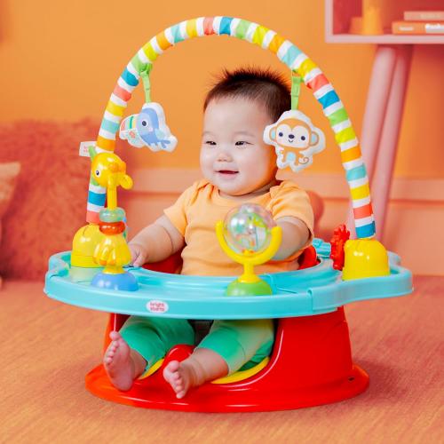 Bright Starts 3-in-1 SuperSeat Playful Paradise, Baby Activity Seat with Toys, Snacking Tray, Booster Seat, BPA Free Tray, Unisex, 6 Months