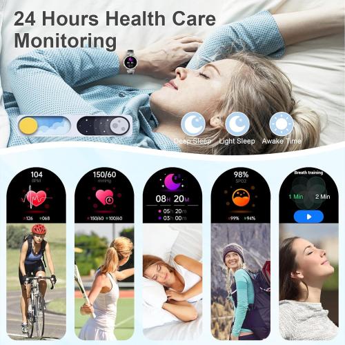 GADIXY Smart Watches for Women(Make/Answer Call) with Diamond:1.1 AMOLED Small Screen Fitness Tracker for HR/BP/SpO2/Sleep Monitor,Digital Running Smartwatch for Android/iOS (Silver)