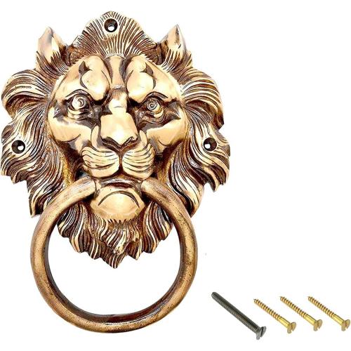 eSplanade VZN278 Lion Mouth Metal Door Knocker Yellow