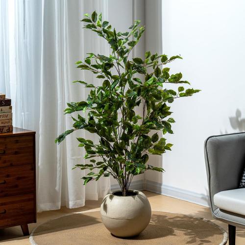 Bailikang Artificial Ficus Tree Indoor 4ft, Large Potted Faux Tree with Realistic Silk Leaves & Trunk for Home Office, Living Room Corner Decor ‼️may be missing parts or even broken parts ‼️