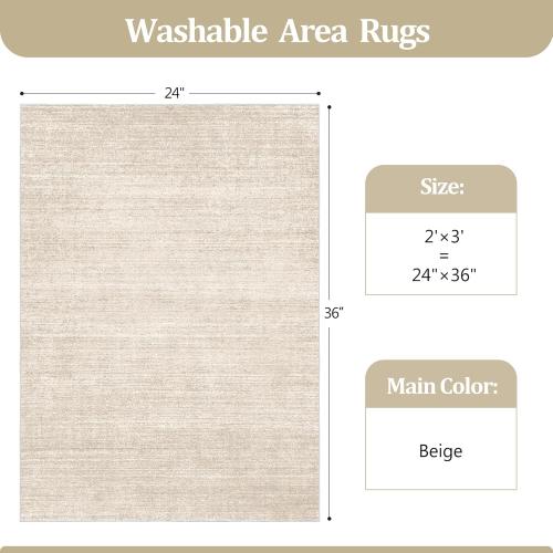 Valenrug Washable Rugs 2x3 - Stain Resistant 2x3 Entryway Area Rugs for Living Room, Non Slip Backing Large Area Rugs for Bedroom, Folable Door Mat (2'x3', Beige)