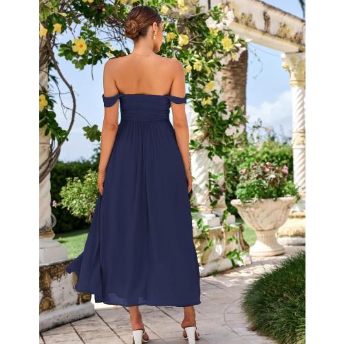 Size 2 XL.... GRACE KARIN 2025 Women's Summer Floral Print Flowy A Line Maxi Dresses Sleeveless Smocked Off Shoulder Dress...