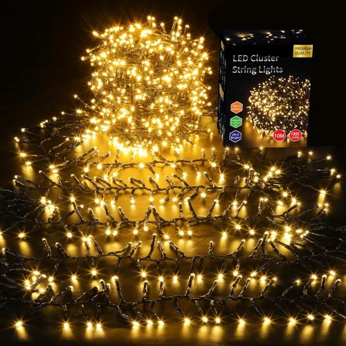 Areker Christmas Cluster Lights,1000LED Warm White Christmas Tree Lights 33ft,8 Modes&Memory Function with Dark Wire, Waterproof Christmas String Lights Outdoor,Indoor,Garden,Wedding