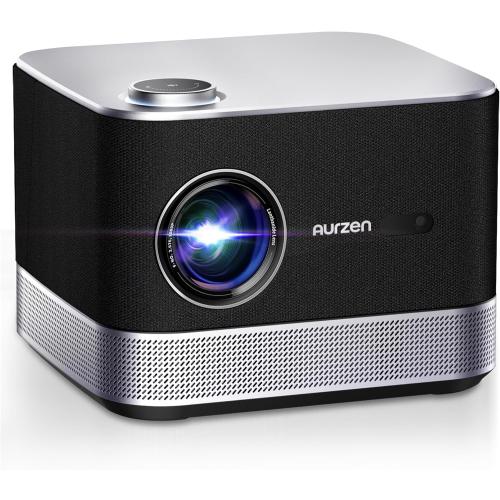 3-in-1 Projector 4K Supported, AURZEN BOOM 3 Smart Projector with WiFi and Bluetooth, 3D DoIby Audio & 36W Speakers, Auto Focus & Keystone, Netflix Official 500 ANSI Home Outdoor proyector, Black
