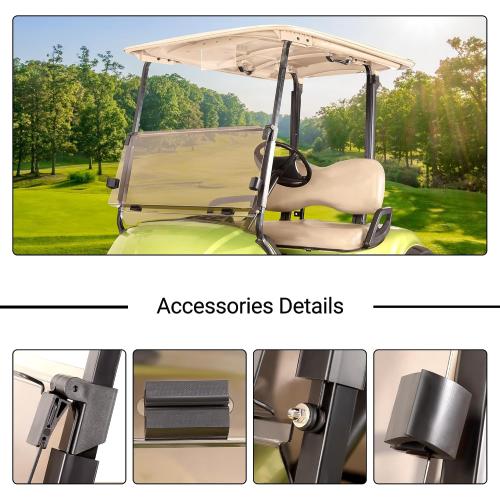 10L0L Tinted Windshield for Yamaha G29/Drive Golf Cart 2007-2016, 4MM Thicken, Foldable and Impact Resistant