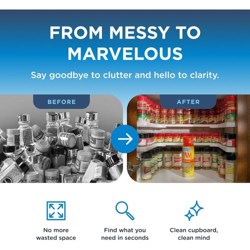 Spicy Shelf Deluxe - Expandable 2 Tiered Spice Rack Organizer for Cabinet & Pantry - Kitchen Seasoning Organizer - Cabinet Spice Racks for Inside Cabinets