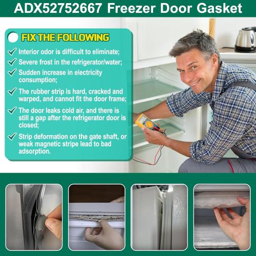 UPGRADED ADX52752667 Refrigerator Door Gasket Replacement Compatible with LG Refrigerator Door Seal, Replaces Part Number ADX52752638 4116840 AP5975050 Kenmore Freezer Door Gasket