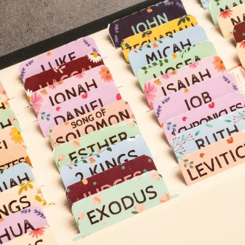 Lumintutu Laminated Bible Tabs, Large Print Bible Study Journaling Supplies, Christian Gift for Women and Men, Index Tabs for Old and New Testament, She Reads Truth Bible (Pastel Bloom)