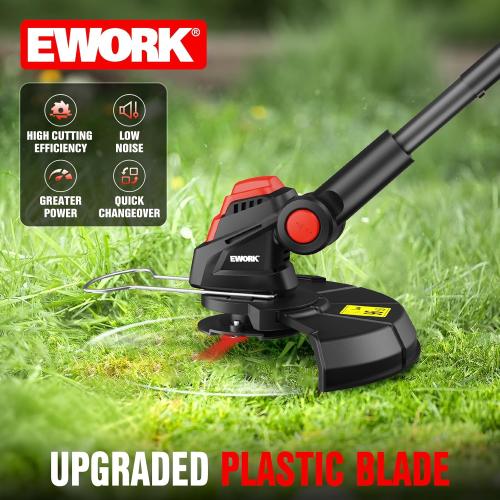 EWORK Weed Wacker Cordless, 2-in-1 String Trimmer and Edger with 2 Batteries, Upgraded Cutter Blade, 20V Lightweight Electric Weed Eater for Lawn, Yard and Garden