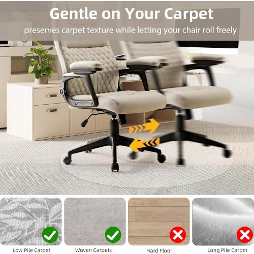 Office Chair Mat for Carpet - Size 36x36 Inch Plastic Computer Desk Floor Protectors for Chairs Clear Under Desk Rug Pad for Rolling Gaming Chair