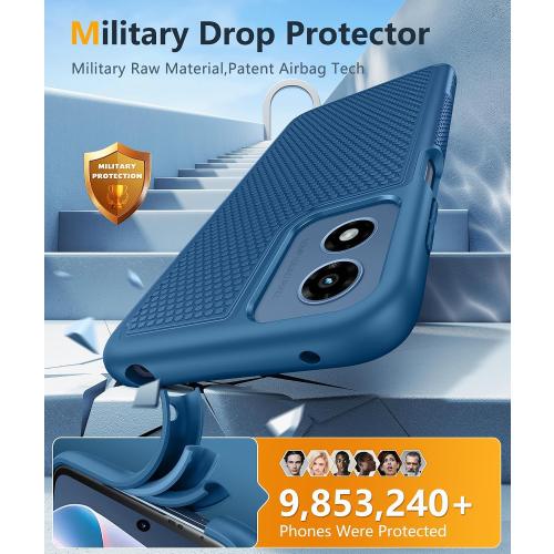 FNTCASE for Moto G-Play 2024 Case: Dual Layer Non Slip Military Grade Blue