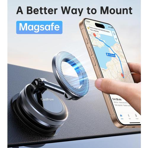 Coolpow【Newest Vacuum Magnetic Phone Holder for Car Phone Holder Mount【Movable Vacuum Suction】Magsafe Car Mount Cell Phone Holders for Your Car Accessories carmount 2.0 for iPhone 17 Pro Max 16 15 14
