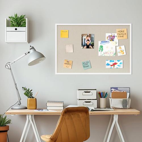 Cork Board with Linen White 2Pack,Bulletin Board 36x24 Hanging Corkboards for Office Home School Message Board or Vision Board Decoration.