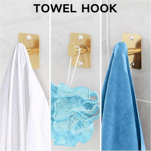 Bathroom Accessories Set, KLJKPA 4 Pieces Gold Bathroom Hardware Set, 24 inch Towel Bar, Towel Racks for Bathroom, Robe Towel Hooks, Toilet Paper Holder Wall Mounted