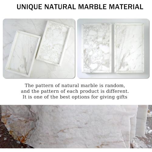 Natural Marble Vanity Bathroom Tray, 10 x 6.1 x 0.9 Not Plastic, Real Stone Home Decor Tray for Bathroom,Countertop,Kitchen, Sink Storage Holder Organizer for Soap Candles Perfume
