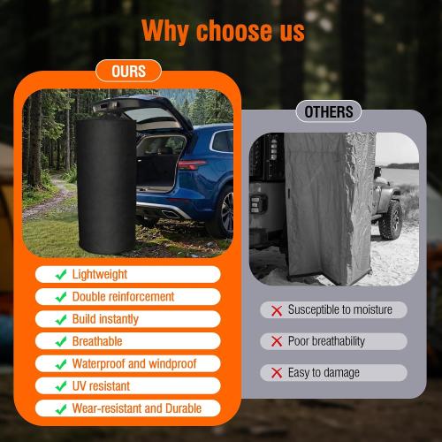 2026 Upgraded Portable Changing Room Tent - Instant Pop Up Privacy Pod with Upgraded Strong Suction Cups for SUV Liftgate, Heavy Duty 300D Fabric for Camping, Shower, Beach and Toilet Stall