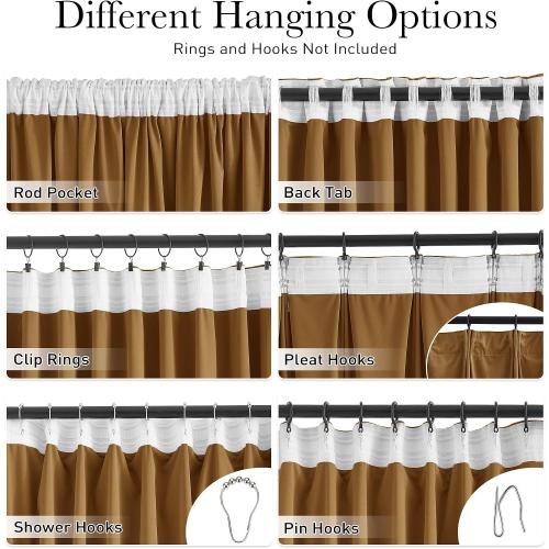 StangH 120 inches Velvet Curtains for Living Room, Vintage Gold Brown Blackout Thermal Insulated Window Curtain Panels for Sliding Glass Door/Hall/Villa, W52 x L120, 2 Panels