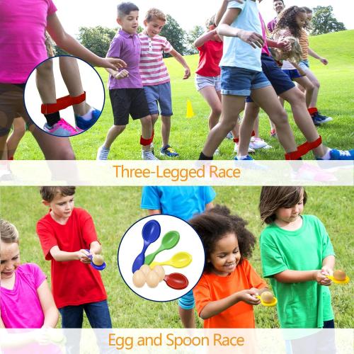 32Pc Potato Sack Race Bags - 32PCS Outdoor Games Sack Race Bags for Adults and Kids,3 Legged Race Bands,Egg Spoon Relay Race,Bean Bag Toss,Party Games for Kids,Field Day Games for Adults