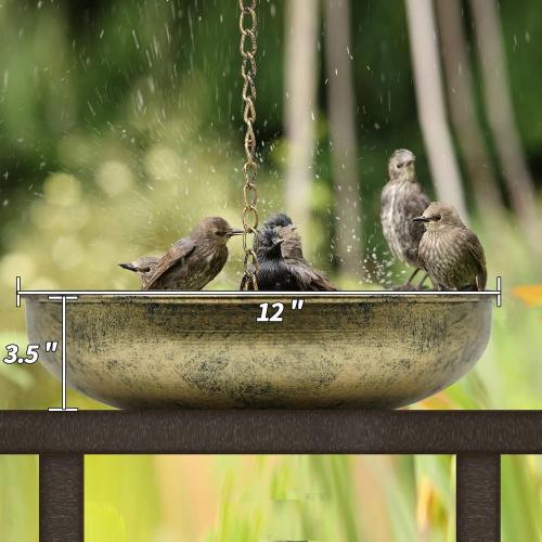 Ajure Rain Chain Basin, 12'' Bird Bath Bowl, Vintage Catch Basin, Copper Bowl for Rain Chains Gutters, Rain Barrels to Vollect Rainwater from Gutter,Garden Decoration.