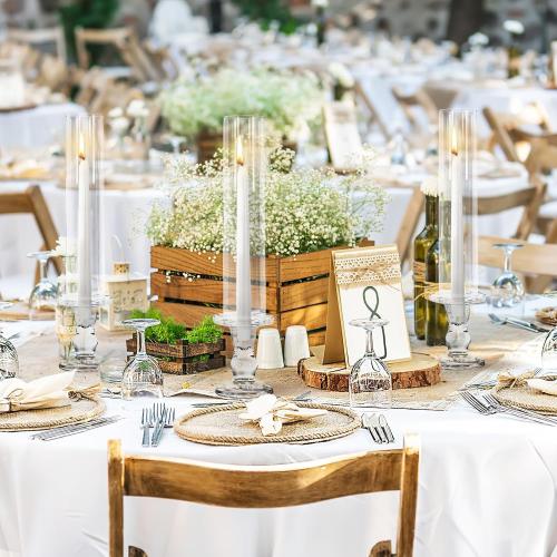 JarThenaAMCS 12 Sets Glass Hurricane Candle Holder 11.8 Tall Clear Glass Cylinder Tube and 4.3 Candle Stick Holder for Birthday Wedding Party Dining Table Centerpiece Decor
