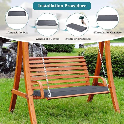 Outdoor Bench Cushions Porch Swing Cushions with Tie Patio Furniture Chair Cushion Bench Pad 5 Year Color Fastness Backyard Seat Pads Dark Grey