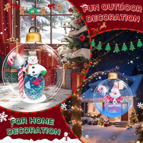 Inflatable Christmas Snowman Ball, 24 Inch Large Inflatable Outdoor Decorations Balls, Christmas Xmas Blow Up Ball for Yard (2-red&Green)