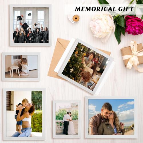 5x5 Picture Frame Rustic White, Distressed 5x5 Picture Frame, Pic Hanging Poster Frame, 5 by 5 Gallery Family Portrait Wall Photo Frame Horizontal and Vertical Display for Wall Hanging/Tabletop