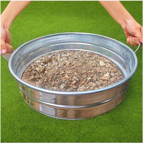19'' Extra Large Soil Sifter with Handles, Compost Sifter for Gardening, Dirt Sifter,Rock Sifter,Garden Sieve for Compost Dirt Rocks Pellet Gravel Sand Leaves,Garden Tool 19 x19x4.3 with 1/4 Mesh