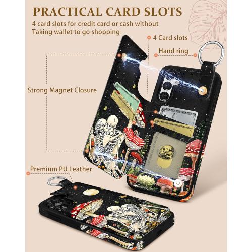 Shorogyt for Samsung Galaxy S25 Plus Wallet Case - Cute Fashion Mogu Skull Design with Card Holder Kickstand for Magnetic Clasp Back Flip Folio Leather Phone Cases for Wome Girls Men