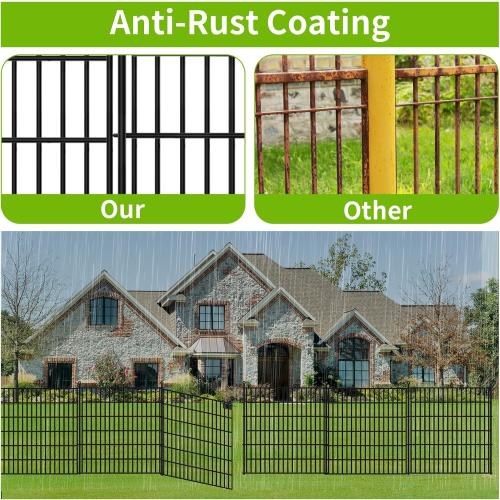 10 Panels No Dig Garden Fence with Gate, 32 in(H) X24.2 ft(L) Metal Fence Panels, Thickened Rustproof Garden Fencing, Animal Barrier Fence for Dogs, Rabbits, and Patio