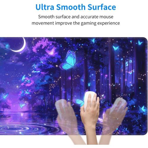Butterfly Mouse Pad Extended Large Gaming Mouse Pad XL Stitched Edges for Gamer Home Office 31.5 X 11.8 Inch