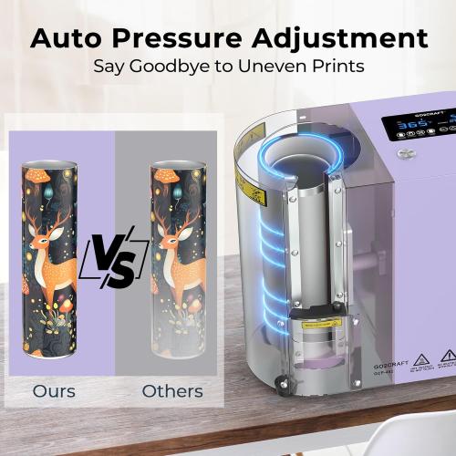 GO2CRAFT Auto Seamless Tumbler Heat Press Machine, Automatic Rotation Advanced Cup Heat Press with Fast & Even Heating, 4 Memory Modes for 11-30oz Sublimation Tumblers, Mug, Glasses(Purple)