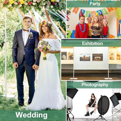 Pipe and Drape Backdrop Stand Kit 12x10ft, Heavy Duty Back Drop Adjustable Stand with Carry Bag, Metal Background Frame for Parties Wedding Birthday Decoration Photography Photo Booth Video - Silver