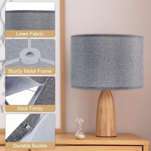 PATIKIL Drum Lamp Shades, 13x13x9 Linen Round Lamp Shade for Table Lamps Easy Assembly Lampshade for Table Lamps Floor Lamps Bedside, Gray