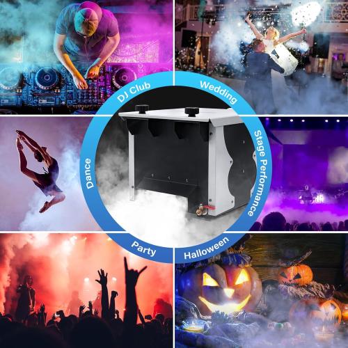 Fog Machine Low Lying, 1500W Smoke Machine Stage Fog Maker Fogger 18000CFM with Remote & Wired control for Halloween Wedding Party Stage Effect