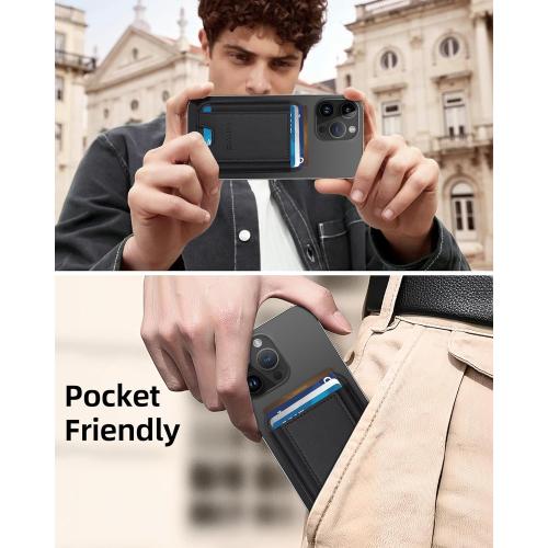 for MagSafe Wallet, Strongest Magnetic Wallet for iPhone 16/15/14/13/12 Series, 7 Cards Holder, Magnetic Phone Wallets, Leather Minimalist Slim RFID for iPhone Wallets, 1 Slot, Black & Black