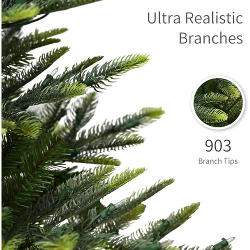 Puleo International 6.5 Foot Pre-Lit Aspen Fir Artificial Christmas Tree with 500 UL Listed Clear Lights, Green