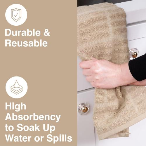 All-Clad Solid Kitchen Towel: Highly Absorbent, Super Soft Long Lasting - 100% Cotton, 17x30 Tea Towel for Cleaning & Drying Dishes, Pans, Glassware, or Countertops, (6-Pack), Cappuccino
