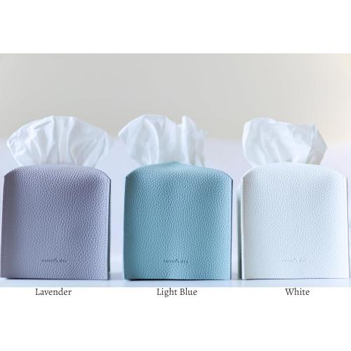 Carrot’s Den PU Leather Tissue Box Cover Holder, Bathroom Decor, Light Blue | Faux leather square holder fits standard facial tissue boxes. Decorative aesthetic accent for office desk, guest bedroom.