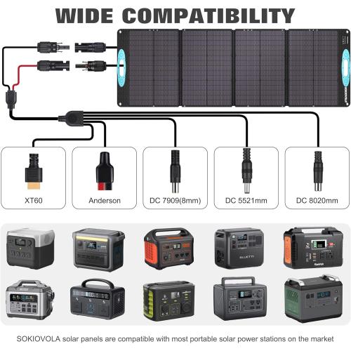 N-Type 16BB 160W 18V Portable Solar Panels for Power Station,25% High Conversion Efficiency ETFE Foldable Solar Panel Charger with Adjustable Kickstand Solar Panel for Camping Outdoor RV