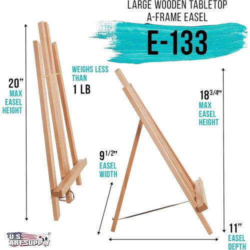 U.S. Art Supply 18 Large Tabletop Display Easel - Beechwood Artist A-Frame Display Stand, Wooden Easel for Painting, Canvas Stand, (Pack of 1) Classrooms Events Photo Picture Sign Holder