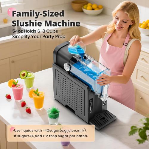 Grey Slushie Machine, EZBASICS Slushy Machine for Home No Ice Needed, Professional Frozen Drink Maker with LED Display, 6 Pre-Set Programs for Frozen Margaritas, Frappés and Ice Cream, 1Pack   6Modes