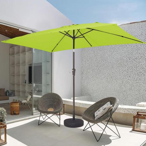 Size  6.5x10 ft Color Red Rectangular Patio Umbrellas Outdoor Market Umbrella with Push Button Tilt and Crank, Rectangle Table Umbrella 6 Sturdy Ribs UV Protection for Pool Garden Backyard Deck,